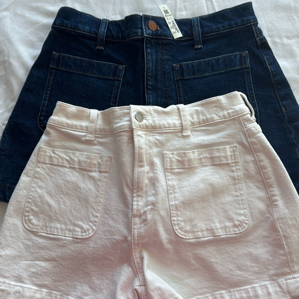 Lot of Two Madewell jeans shorts-white and dark wash.  High rise sailor size 27